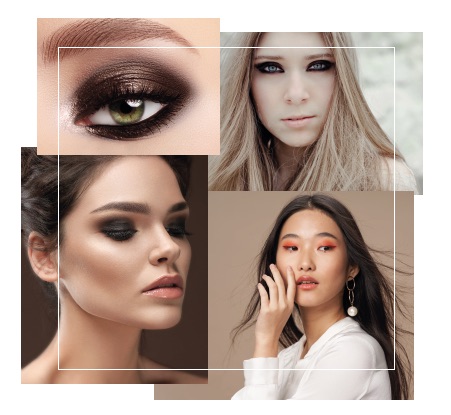 Smoky eye make-up trend collage